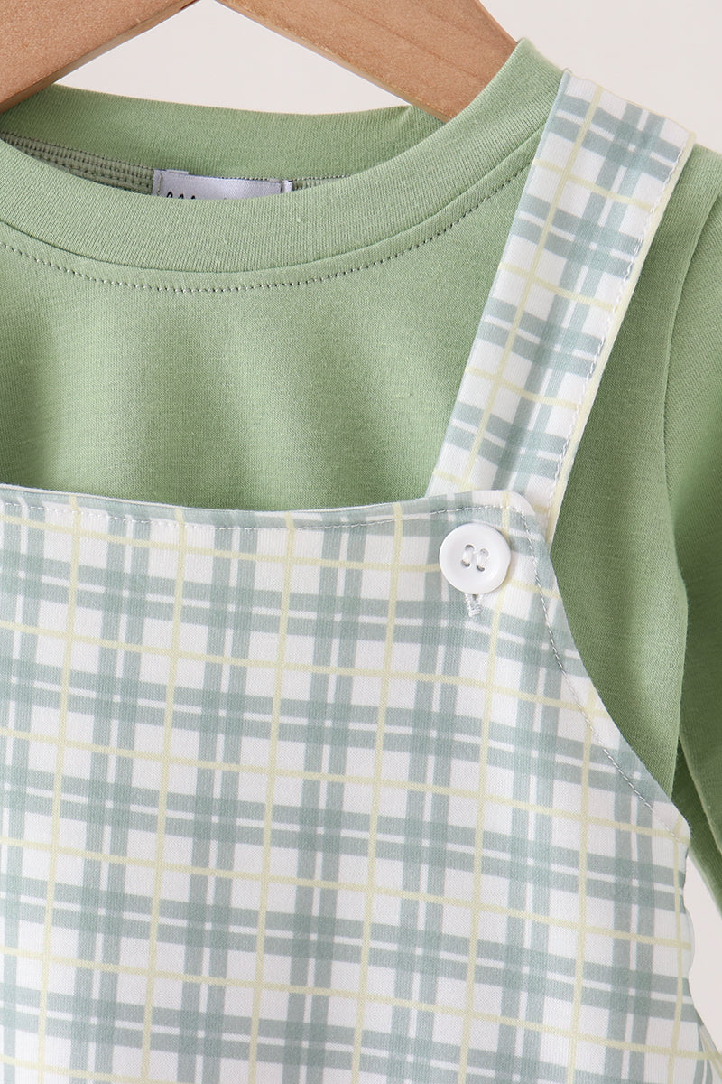Sage plaid 2pc romper set