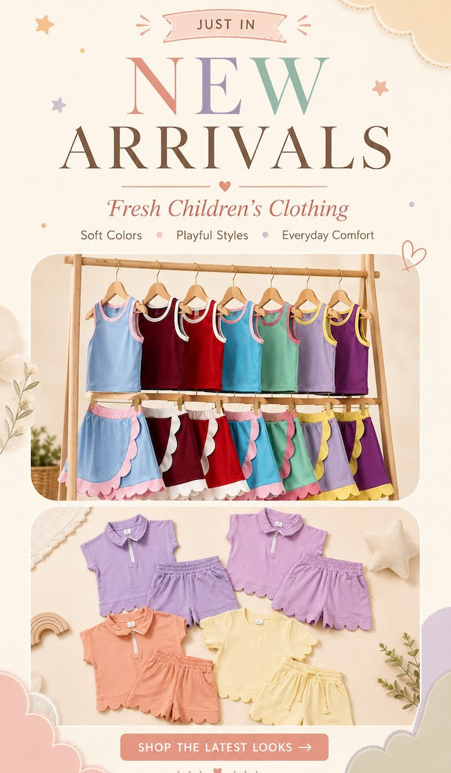 Scalloped Active Wear, summer Shorts & Day wear, Swimsuits (Boys, Girls, Men's, Women's),