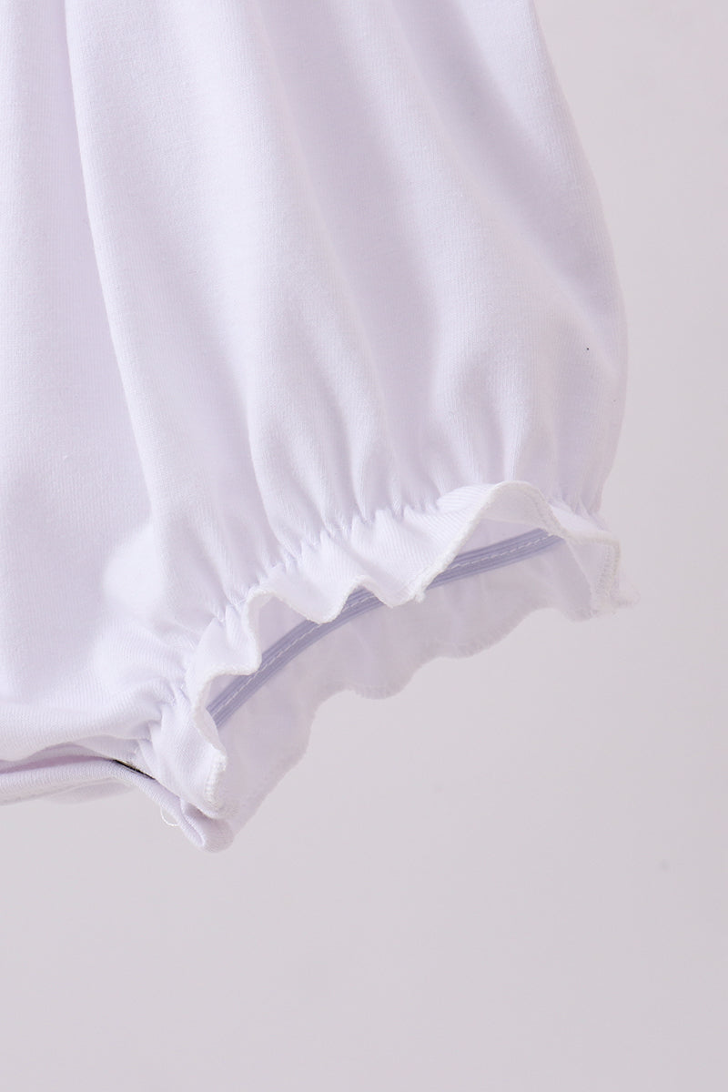 White cross Baptism smocked ruffle bubble