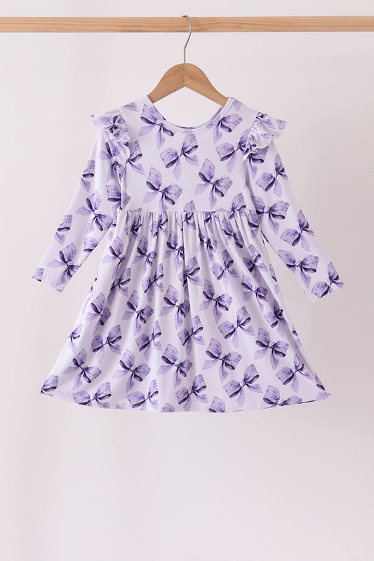 Purple Bow Zip Bamboo Dress