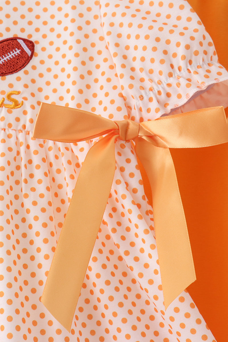 Orange Tennessee Go Vols Embroidery Bow Pants Set