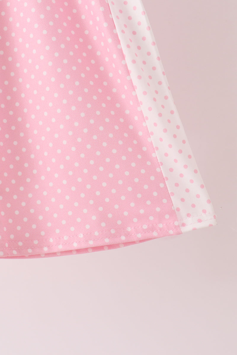 Pink polka dot pocket ruffle pants set