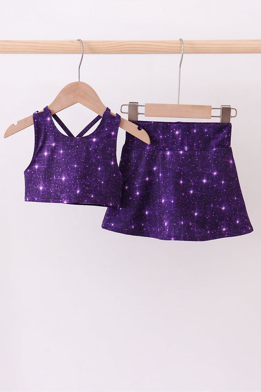 Purple glitter skort set