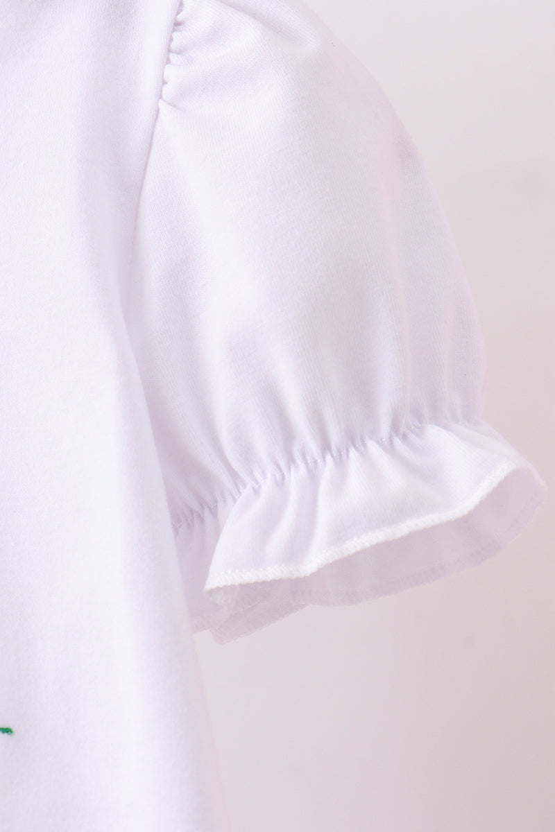 Pink zoo embroidery gingham bloomer set