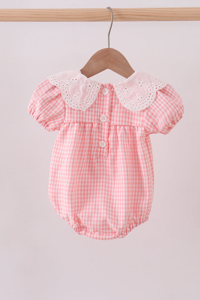Pink woven lace gingham bubble
