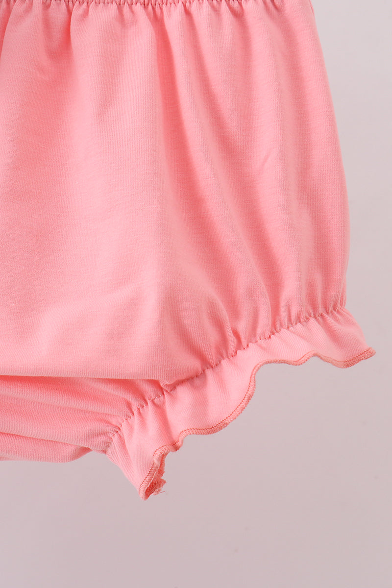 Blue I love DADDY smocked floral gingham ruffle bloomer set