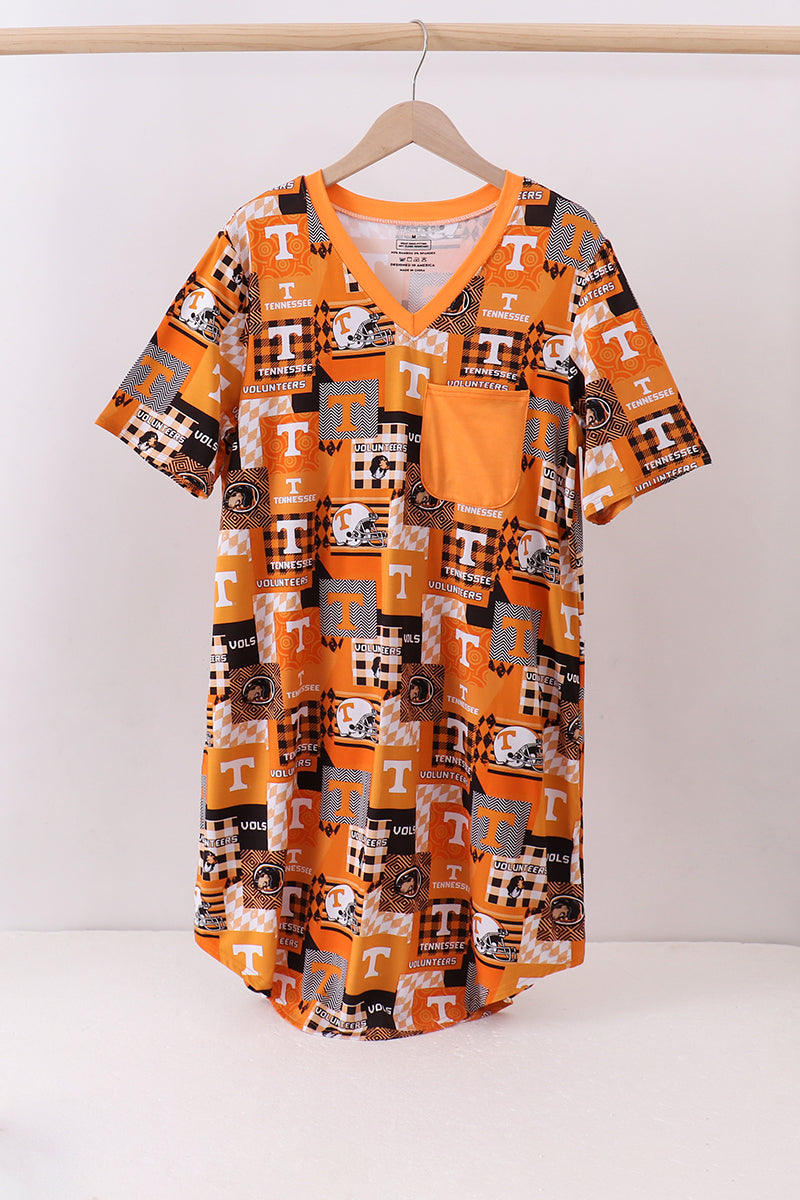 Orange Tennessee VOLS bamboo nightgown