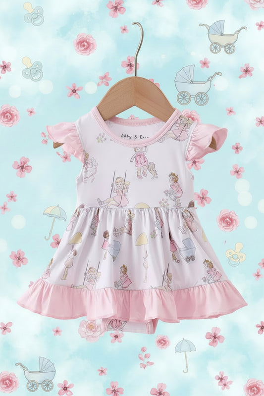 Pink all day adventure bamboo ruffle bubble