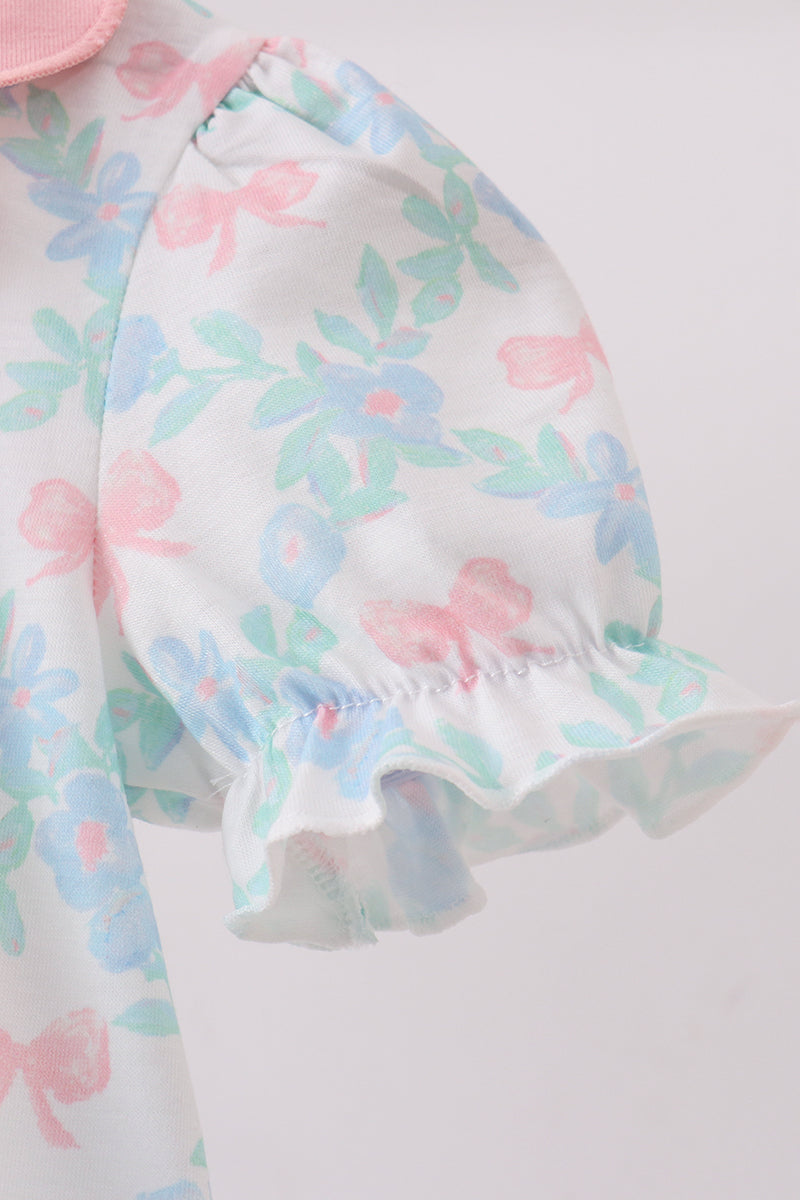 Pink Floral Bow Print Bubble