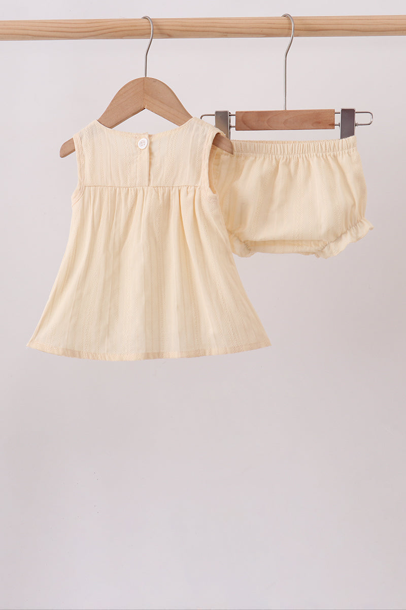 Oatmeal character french knot bloomer set