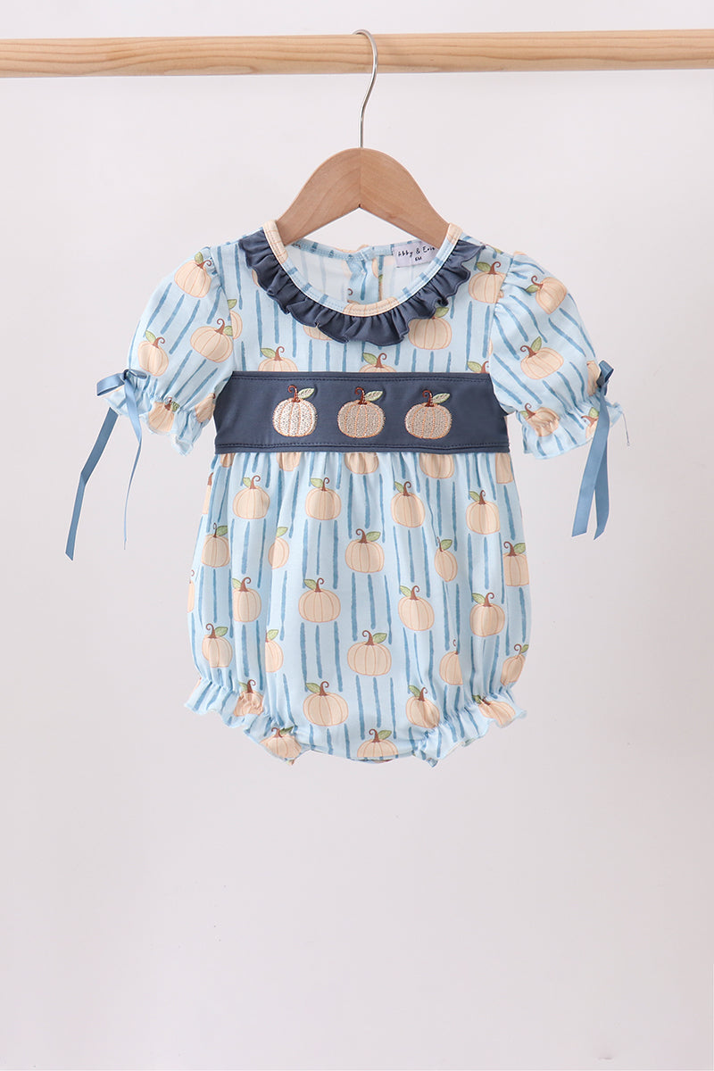 Blue Pumpkin Embroidery Ruffle Bubble