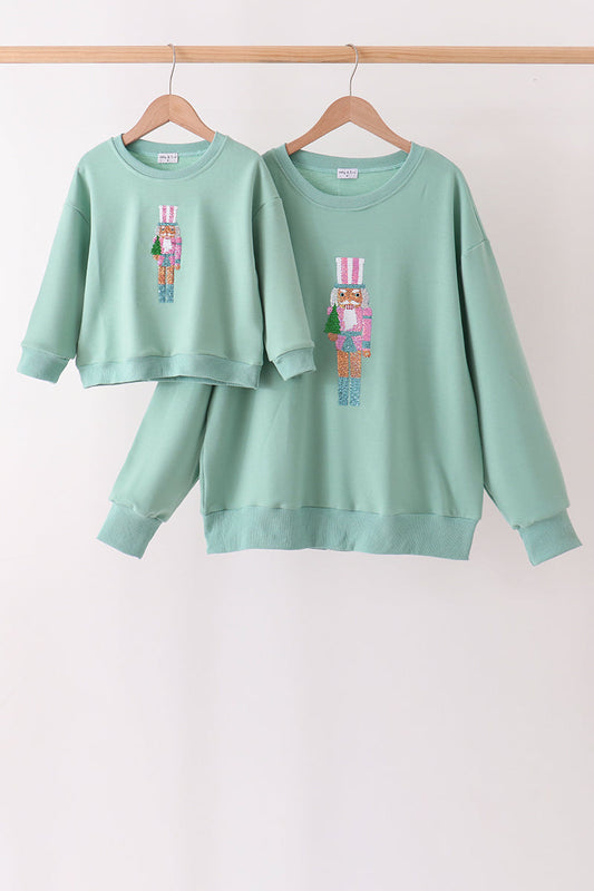 Sage Nutcracker Sequin Mom&me Top