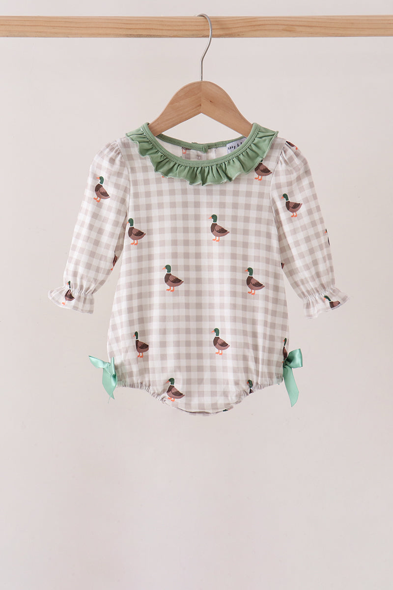 Green Duck Ruffle Gingham Bubble
