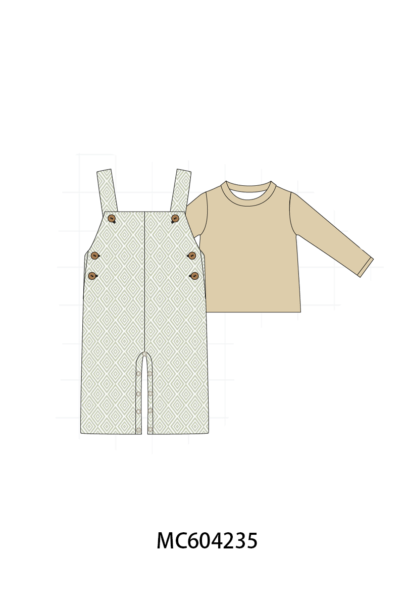 Khaki Geo Diamond 2pc romper set