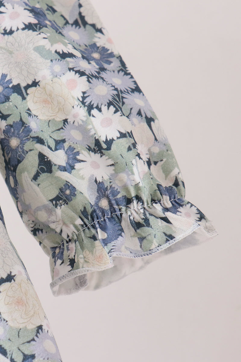 Vintage Floral Smocked Ruffle Dress