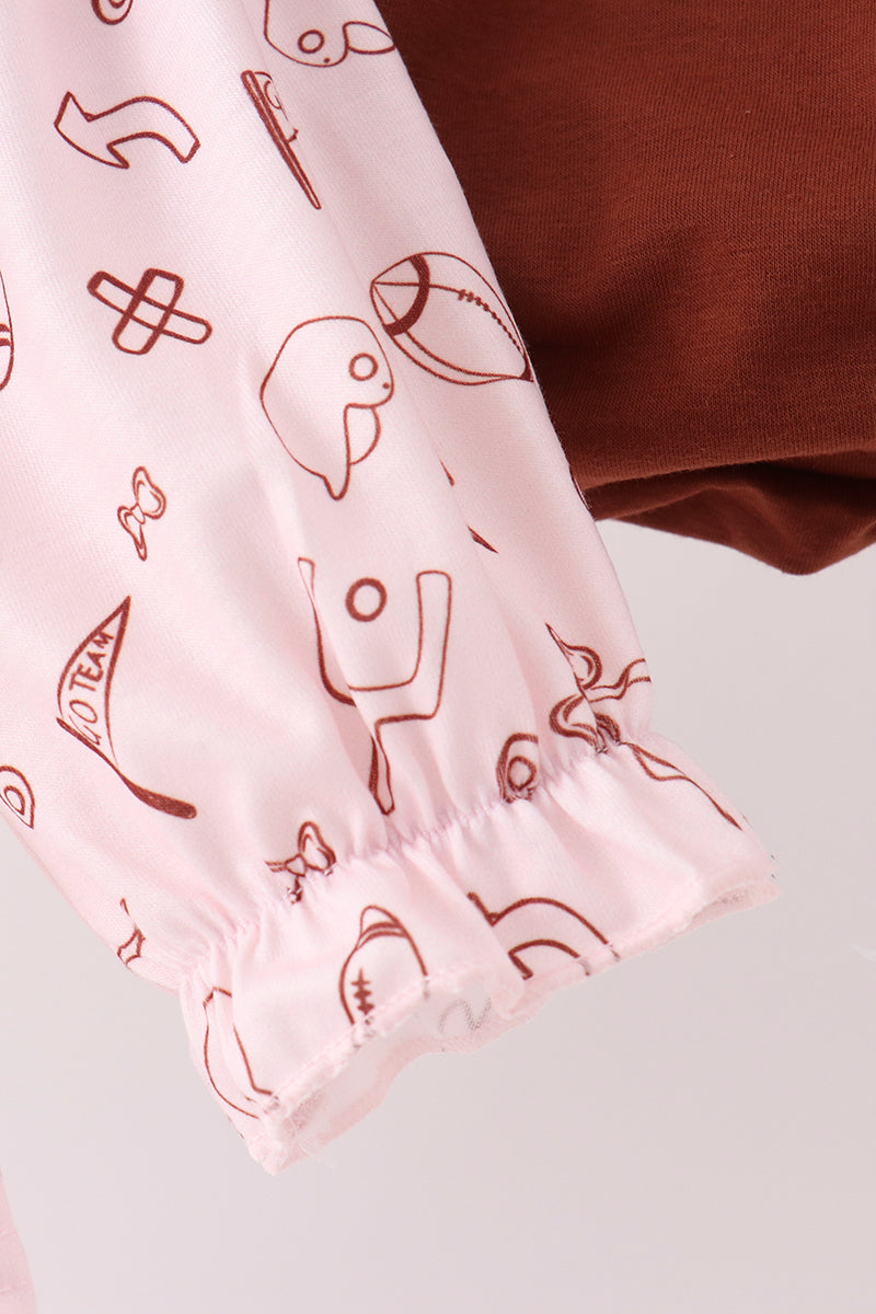Brown touchdown football embroidery bloomer set