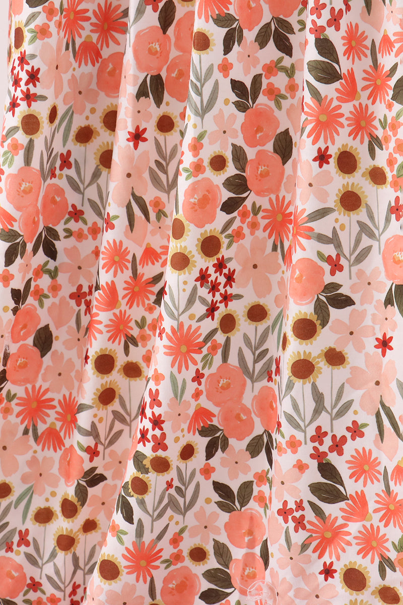 Green floral bow ruffle mom&me dress