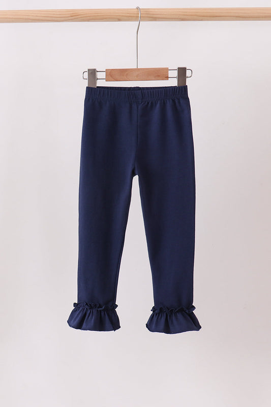 Navy ruffle pants