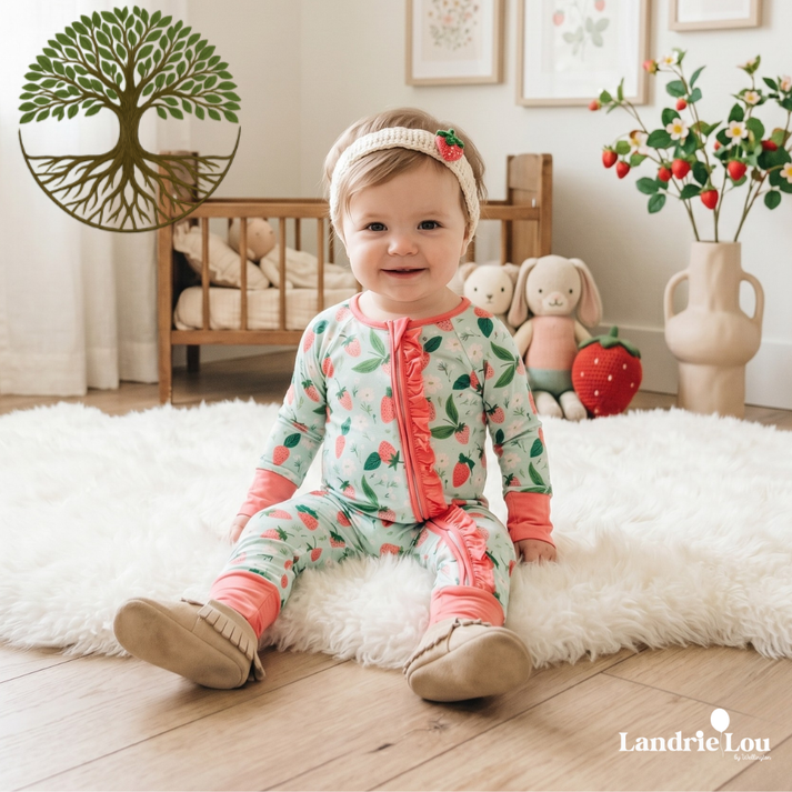 Strawberry Mint Bamboo Zip & Play Romper