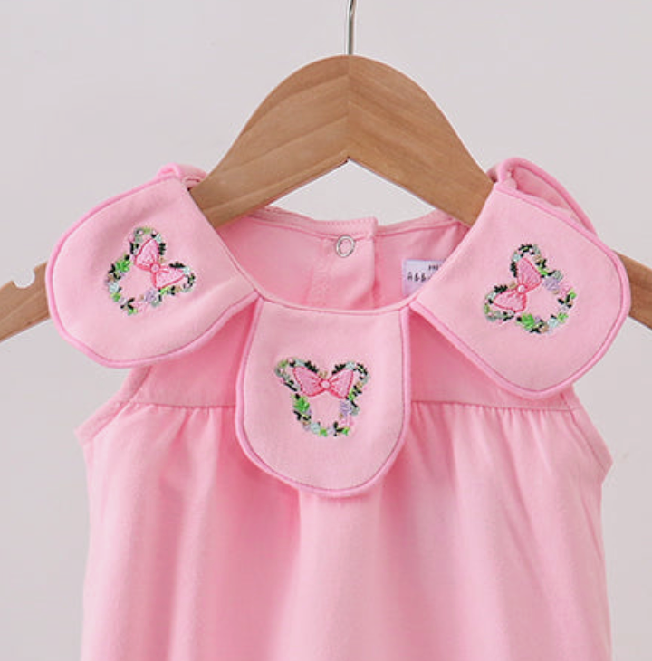 Pink Floral character Embroidery Bubble